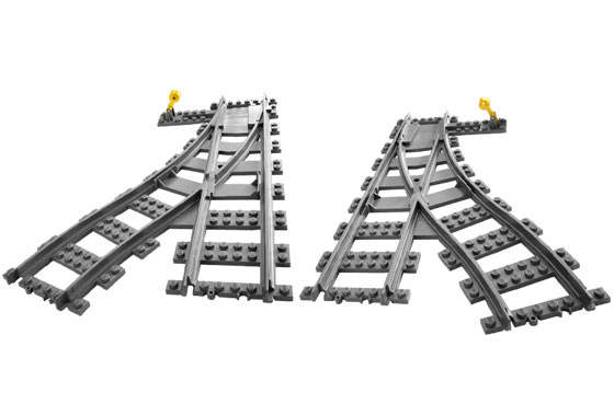 Klocki LEGO Zwrotnice do Kolejki Typu RC